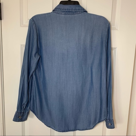 New! Lace up tencel Velvet Heart long sleeve denim top S - Picture 4 of 7